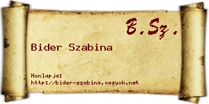 Bider Szabina névjegykártya
