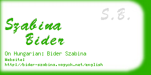 szabina bider business card